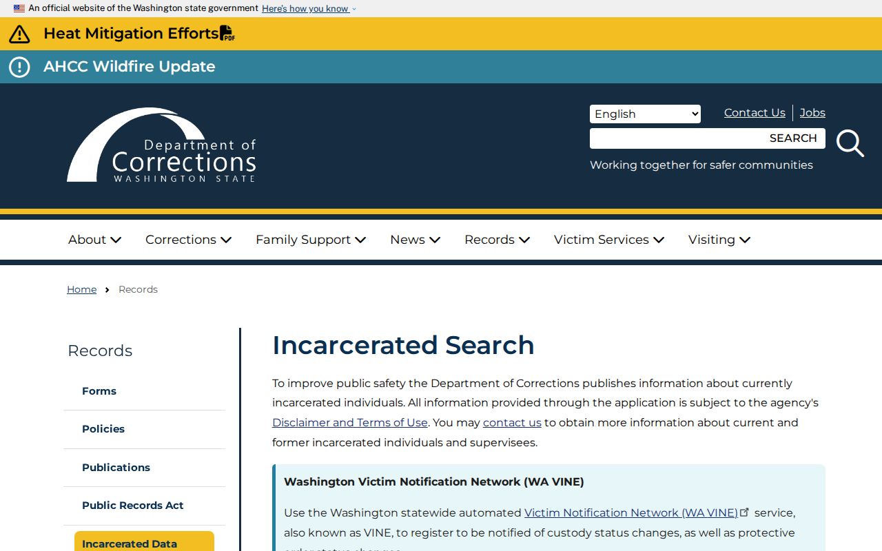 Spokane County arrest record research using the Washington DOC custody locator